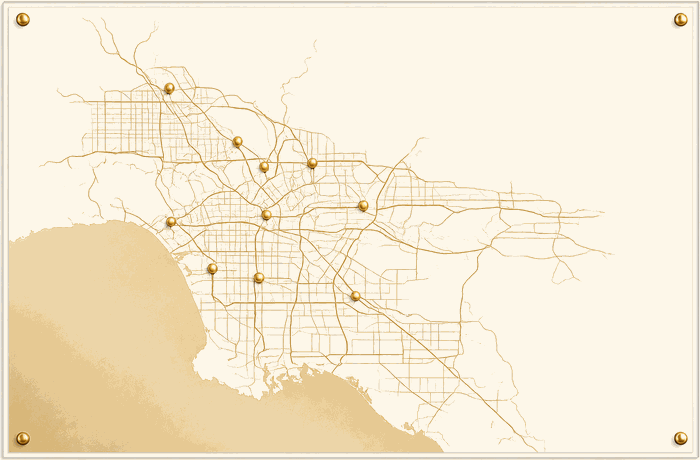 Map of the Los Angeles area served by Solcrest Film Co