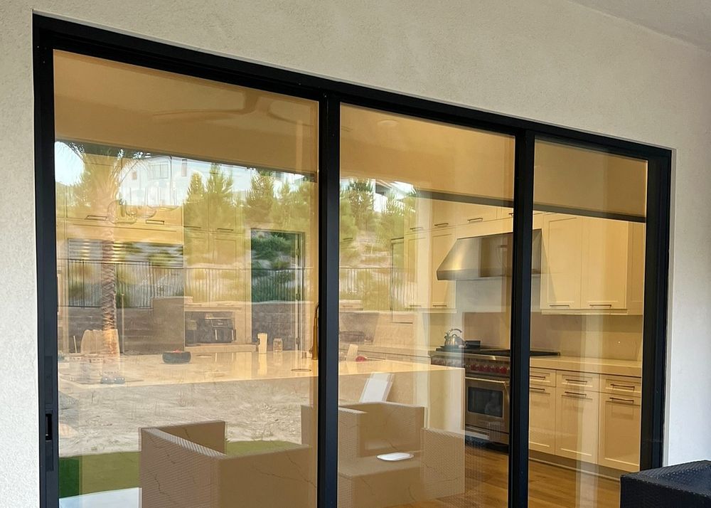 Solar control film installed on the sliding glass doors of a Los Angeles home