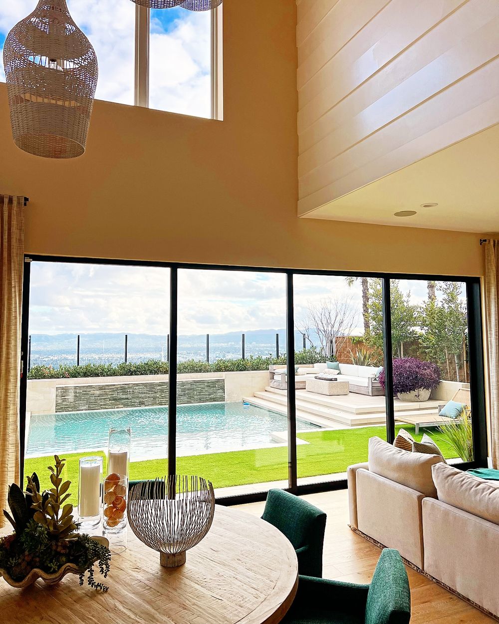 Safety film installed on a full-height sliding glass wall in a Los Angeles home